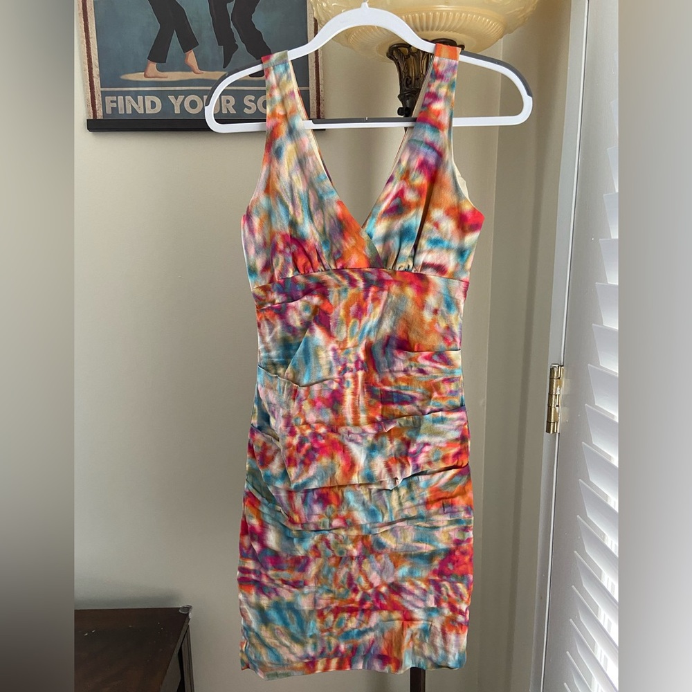 Nicole Miller Artelier Vibrant Multicolor Tie-Dye Dress